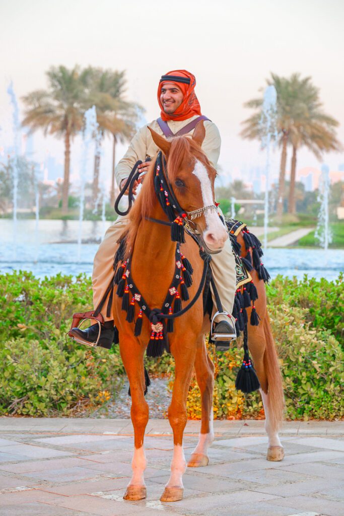 Mounted palace guard in traditional dress at Qasr Al Watan