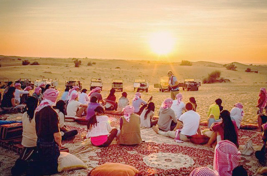 Sunset over the dunes outside Doha