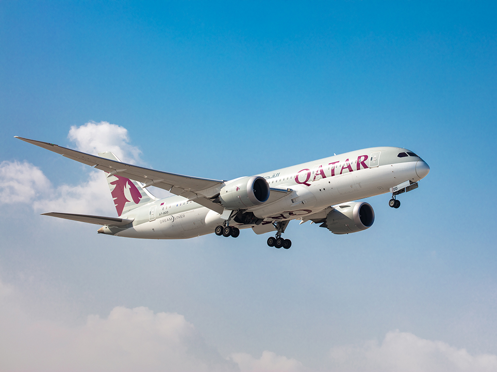 Qatar Airways Boeing 787 Dreamliner in flight