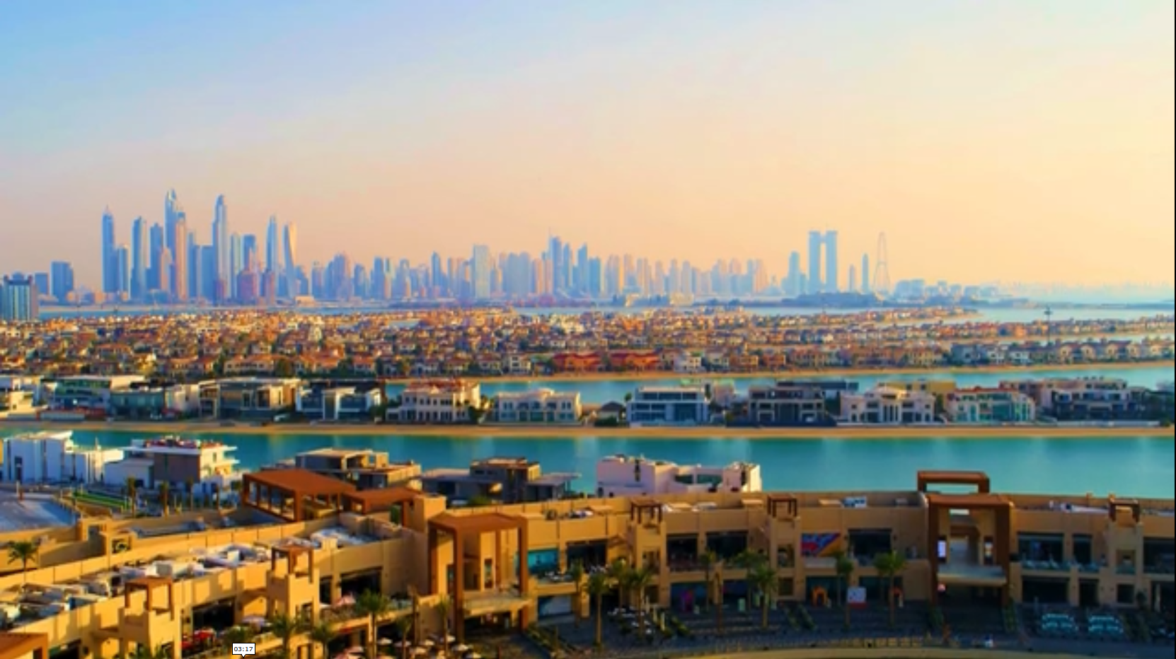 Aerial view down the Palm Jumeirah trunk