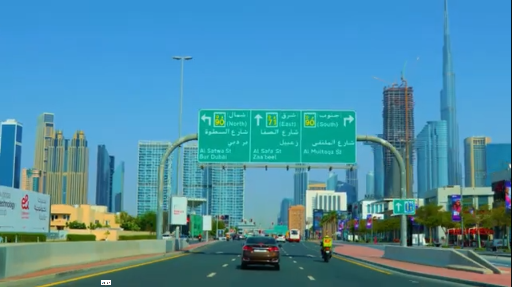 Sheikh Zayed Road with the Burj Khalifa in the distance