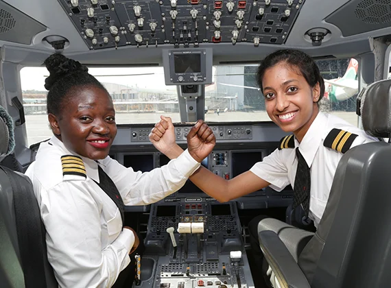 Kenya Airways pilots in the cockpit