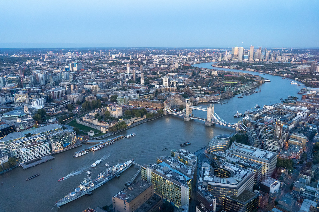 Thames river view from the Shard in London