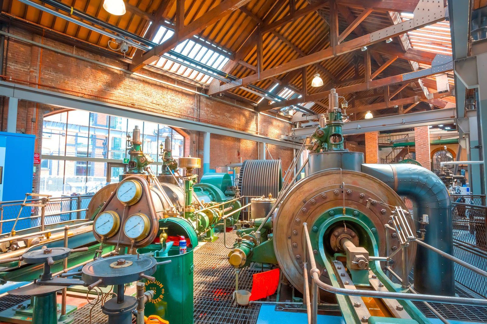 Working steam engines inside the Science and Industry Museum