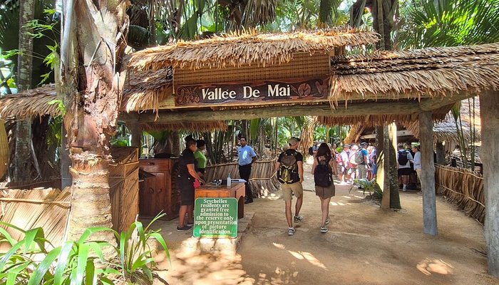 Entrance to Vallée de Mai nature reserve, Praslin